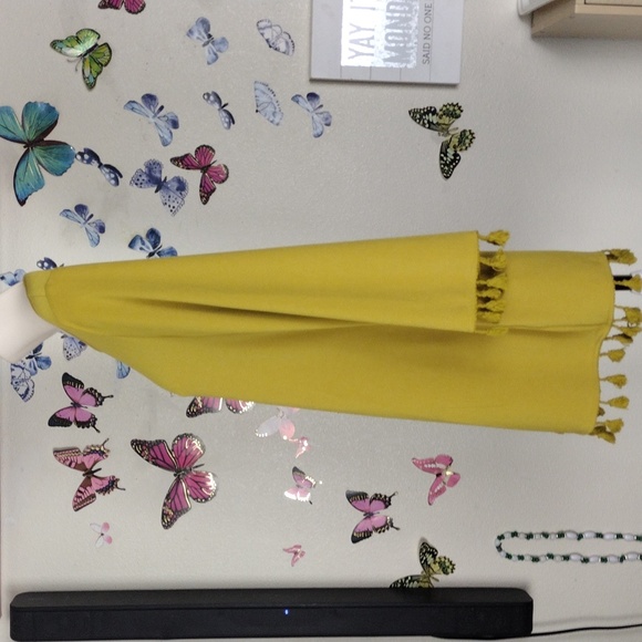 Nina Leonard vintage mustard yellow half sleeve blouse with tassles - Picture 5 of 9